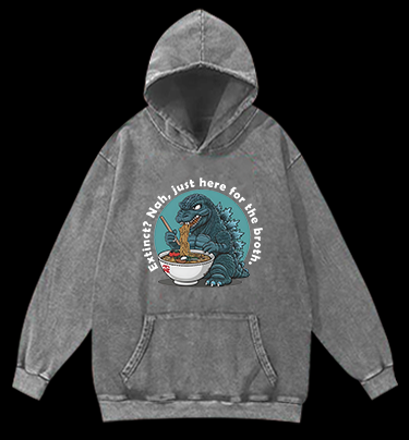 Godzilla's Ramen Time Vintage Washed 100% Cotton Hoodie