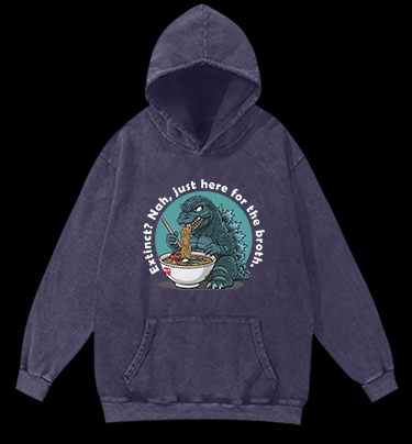 Godzilla's Ramen Time Vintage Washed 100% Cotton Hoodie