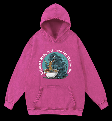 Godzilla's Ramen Time Vintage Washed 100% Cotton Hoodie