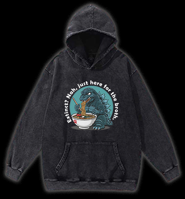 Godzilla's Ramen Time Vintage Washed 100% Cotton Hoodie