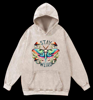 Colorful Moth Magic Vintage Washed 100% Cotton Hoodie
