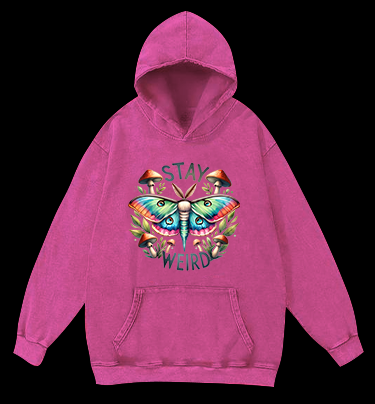 Colorful Moth Magic Vintage Washed 100% Cotton Hoodie