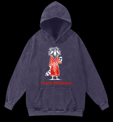 Raccoon Hates Monday Vintage Washed 100% Cotton Hoodie