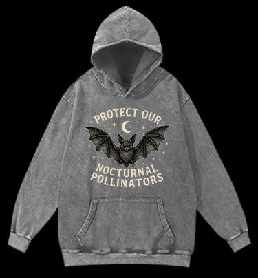 Bat's Pollinator Mission Vintage Washed 100% Cotton Hoodie