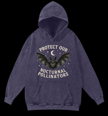 Bat's Pollinator Mission Vintage Washed 100% Cotton Hoodie