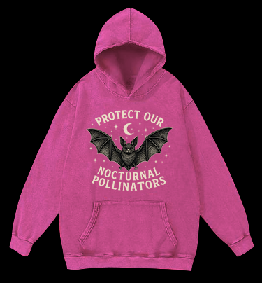 Bat's Pollinator Mission Vintage Washed 100% Cotton Hoodie