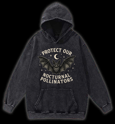 Bat's Pollinator Mission Vintage Washed 100% Cotton Hoodie
