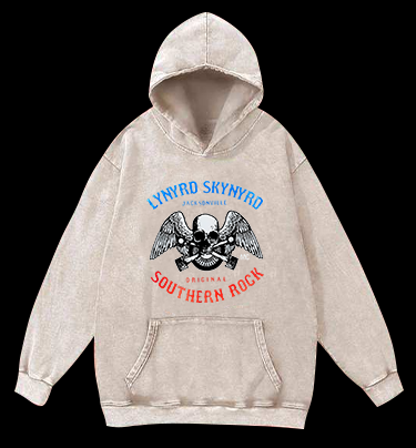 Rock Skull: Bird Flight Vintage Washed 100% Cotton Hoodie