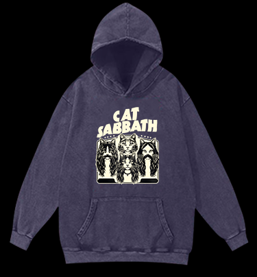 Cat Sabbath Rockers Vintage Washed 100% Cotton Hoodie