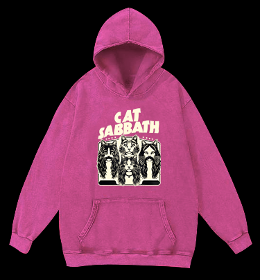 Cat Sabbath Rockers Vintage Washed 100% Cotton Hoodie