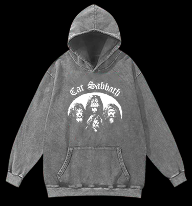 Cat Sabbath Vintage Washed 100% Cotton Hoodie