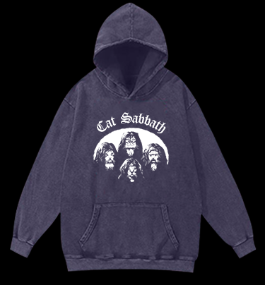 Cat Sabbath Vintage Washed 100% Cotton Hoodie