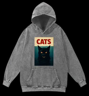 Cat In Water Surprise Vintage Washed 100% Cotton Hoodie