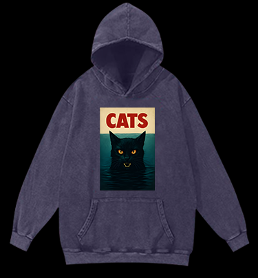 Cat In Water Surprise Vintage Washed 100% Cotton Hoodie