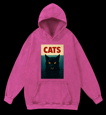 Cat In Water Surprise Vintage Washed 100% Cotton Hoodie
