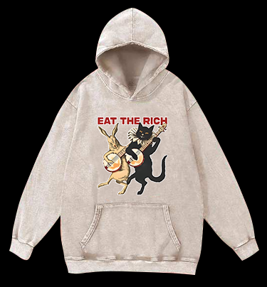 Rabbit & Cat Jam Vintage Washed 100% Cotton Hoodie