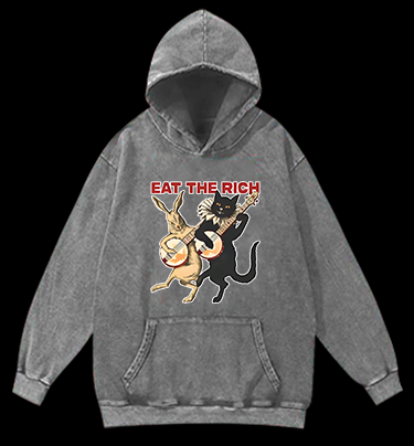 Rabbit & Cat Jam Vintage Washed 100% Cotton Hoodie