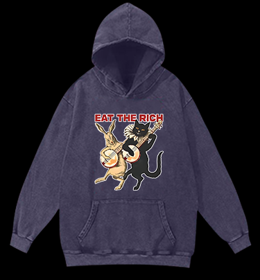 Rabbit & Cat Jam Vintage Washed 100% Cotton Hoodie