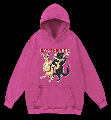 Rabbit & Cat Jam Vintage Washed 100% Cotton Hoodie