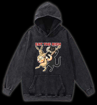 Rabbit & Cat Jam Vintage Washed 100% Cotton Hoodie