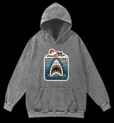Shark: Beach Surprise Vintage Washed 100% Cotton Hoodie