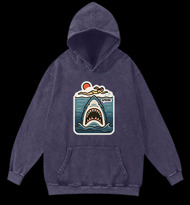 Shark: Beach Surprise Vintage Washed 100% Cotton Hoodie