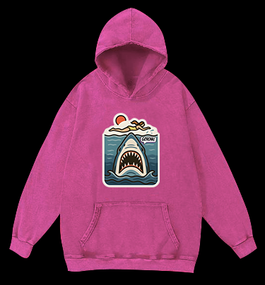 Shark: Beach Surprise Vintage Washed 100% Cotton Hoodie
