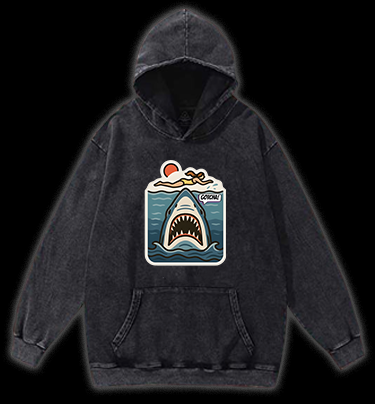 Shark: Beach Surprise Vintage Washed 100% Cotton Hoodie