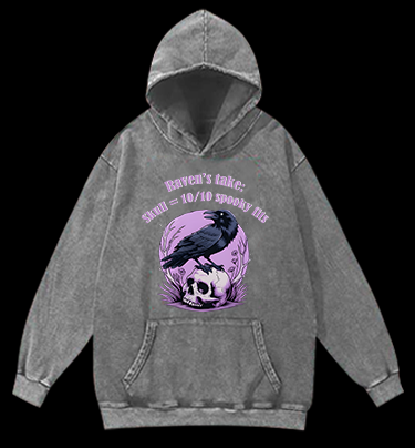 Raven's Skull Fashion Vintage Washed 100% Cotton Hoodie