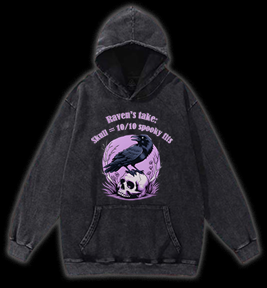 Raven's Skull Fashion Vintage Washed 100% Cotton Hoodie