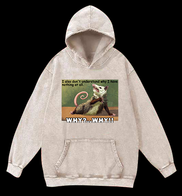 Confused Mouse Cry Vintage Washed 100% Cotton Hoodie