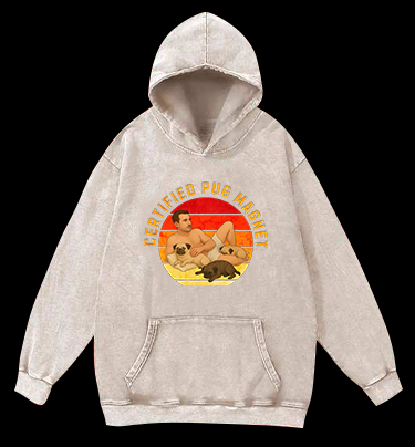 Dog Magnet Guy Vintage Washed 100% Cotton Hoodie