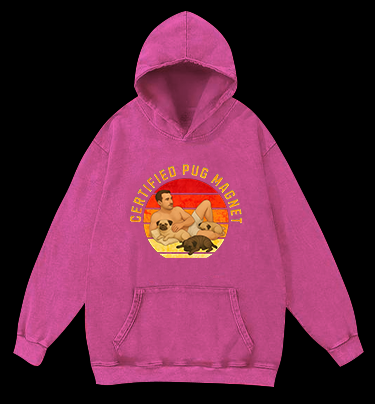 Dog Magnet Guy Vintage Washed 100% Cotton Hoodie