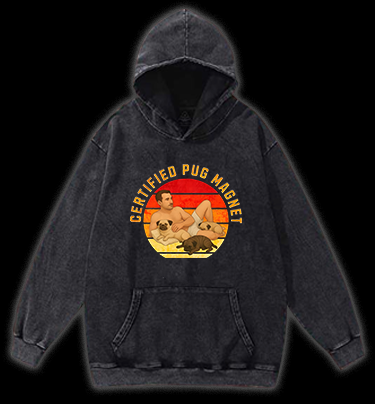 Dog Magnet Guy Vintage Washed 100% Cotton Hoodie