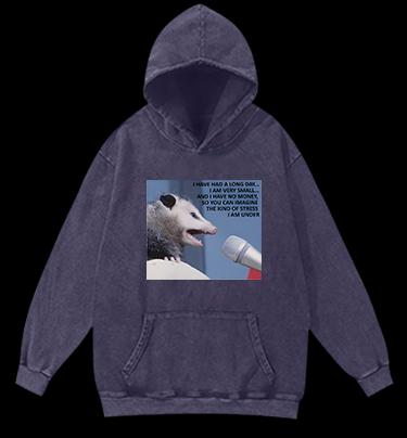 Small Mouse, Big Stress Vintage Washed 100% Cotton Hoodie