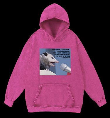 Small Mouse, Big Stress Vintage Washed 100% Cotton Hoodie