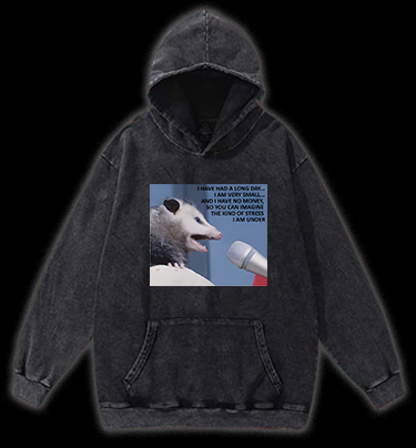 Small Mouse, Big Stress Vintage Washed 100% Cotton Hoodie