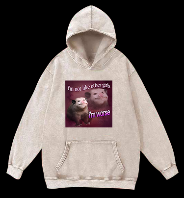 Worse Mouse Girls Vintage Washed 100% Cotton Hoodie