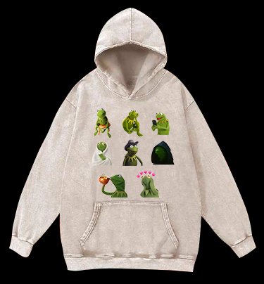 Kermit's Many Moods Vintage Washed 100% Cotton Hoodie
