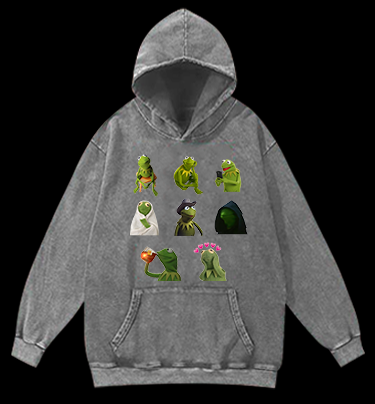 Kermit's Many Moods Vintage Washed 100% Cotton Hoodie