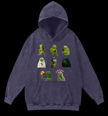 Kermit's Many Moods Vintage Washed 100% Cotton Hoodie