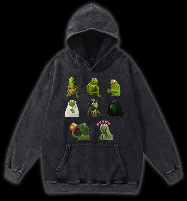 Kermit's Many Moods Vintage Washed 100% Cotton Hoodie
