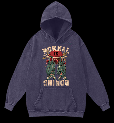 Bats: Normal Is Boring Vintage Washed 100% Cotton Hoodie