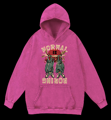 Bats: Normal Is Boring Vintage Washed 100% Cotton Hoodie