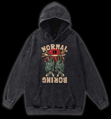 Bats: Normal Is Boring Vintage Washed 100% Cotton Hoodie
