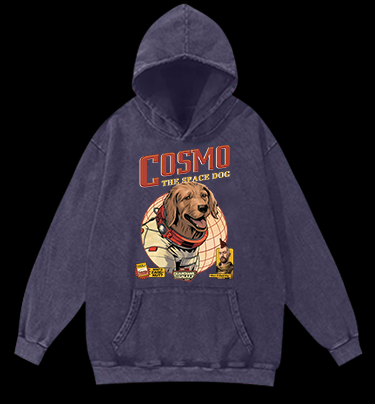 Cosmo: Space Pup Vintage Washed 100% Cotton Hoodie