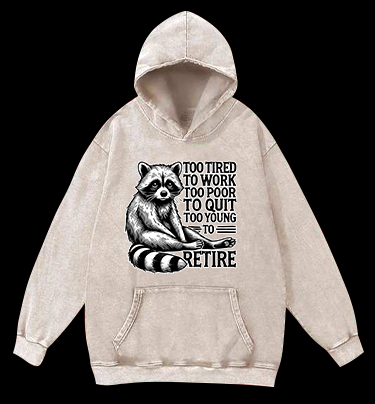 Raccoon's Tired Life Vintage Washed 100% Cotton Hoodie