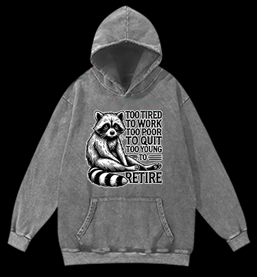 Raccoon's Tired Life Vintage Washed 100% Cotton Hoodie
