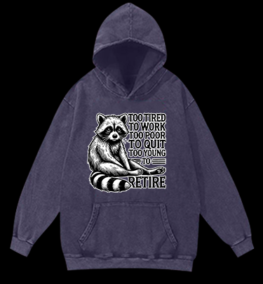 Raccoon's Tired Life Vintage Washed 100% Cotton Hoodie
