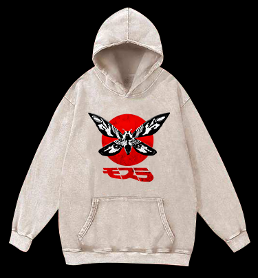 Mothra's Red Sun Vintage Washed 100% Cotton Hoodie